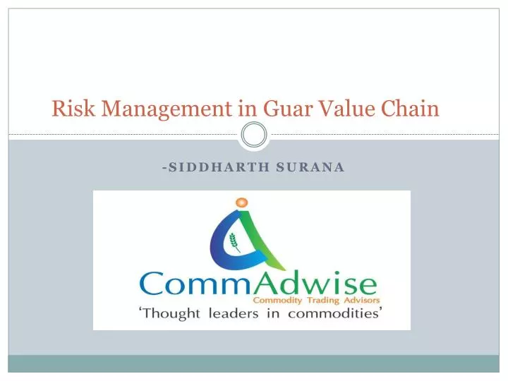 risk management in guar value chain