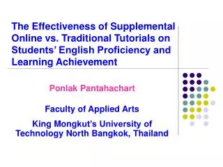 Ponlak Pantahachart Faculty of Applied Arts