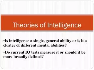 Theories of Intelligence