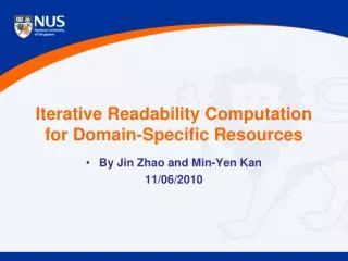 Iterative Readability Computation for Domain-Specific Resources