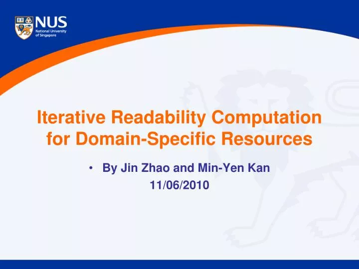 iterative readability computation for domain specific resources