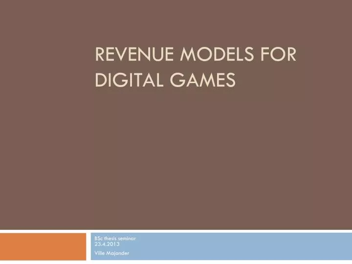 revenue models for digital games