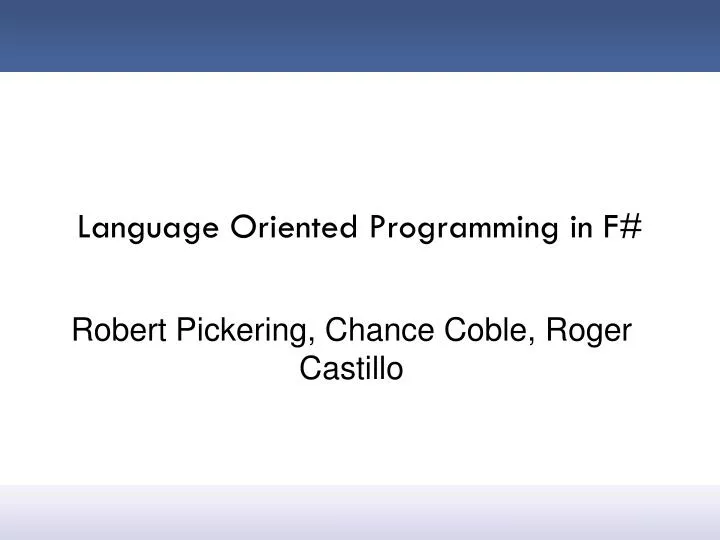 language oriented programming in f
