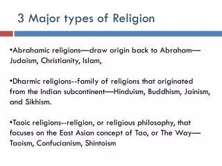 3 Major types of Religion