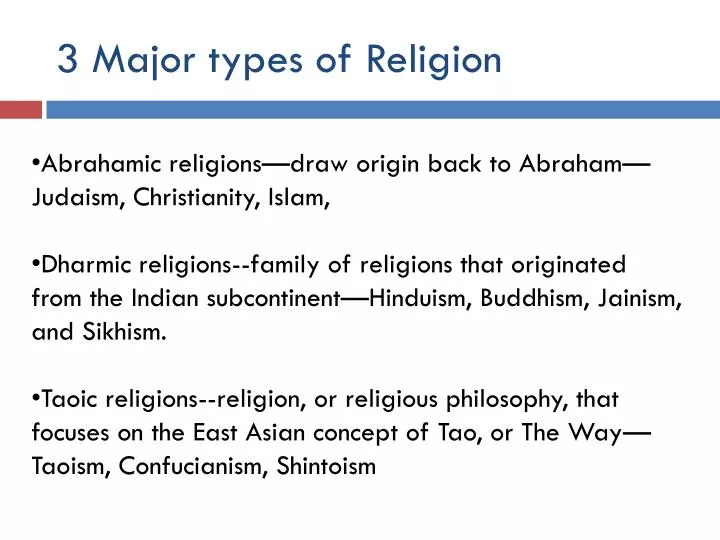 3 major types of religion