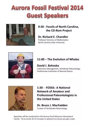 9:30 - Fossils of North Carolina, 	the CD-Rom Project Dr. Richard E. Chandler