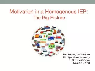Motivation in a Homogenous IEP: The Big Picture