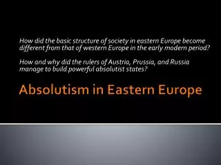 Absolutism in Eastern Europe