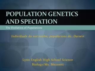 Population Genetics and Speciation