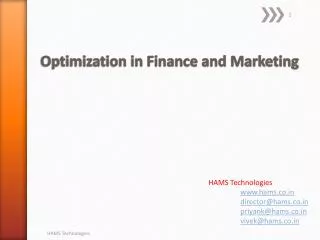 Optimization in Finance and Marketing