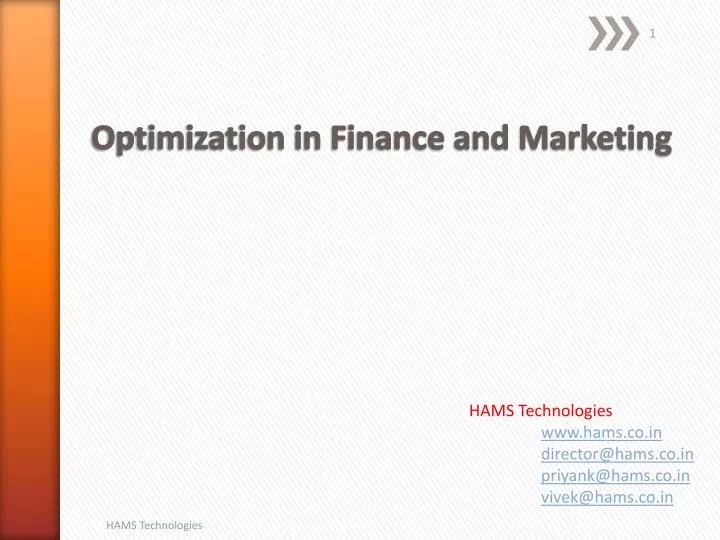 optimization in finance and marketing