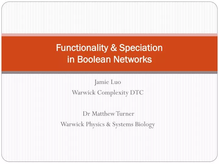 functionality speciation in boolean networks