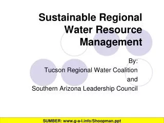 Sustainable Regional Water Resource Management