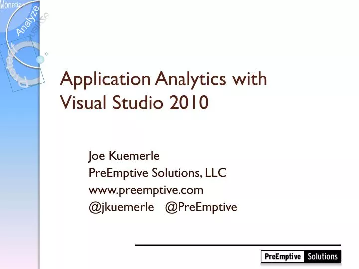 application analytics with visual studio 2010