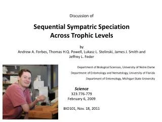 Discussion of Sequential Sympatric Speciation Across Trophic Levels by