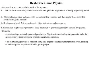 Real-Time Game Physics