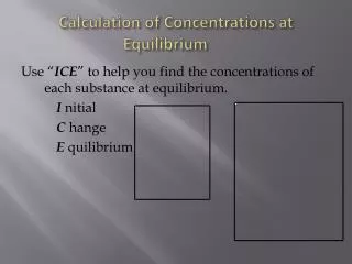 Calculation of Concentrations at Equilibrium
