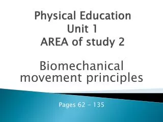 Physical Education Unit 1 AREA of study 2