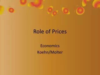 Role of Prices