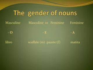 The gender of nouns