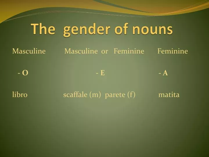 the gender of nouns