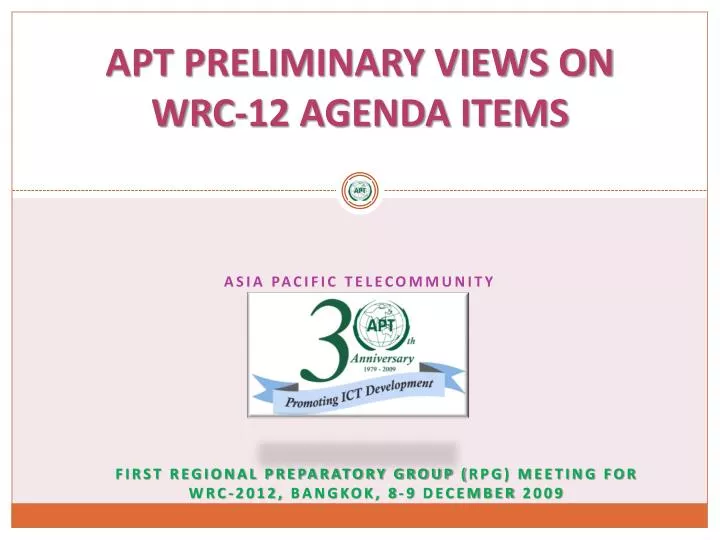 apt preliminary views on wrc 12 agenda items