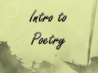 Intro to Poetry