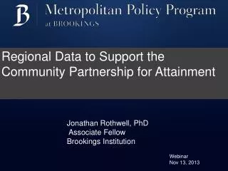Regional Data to Support the Community Partnership for Attainment