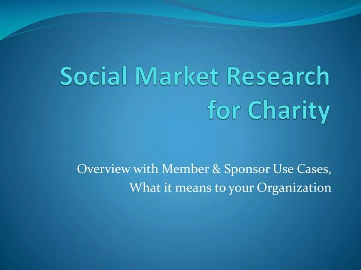 social market research for charity