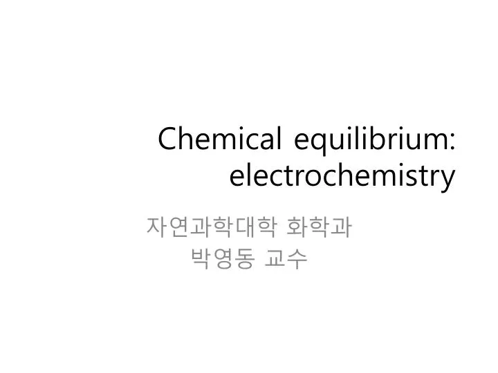 chemical equilibrium electrochemistry