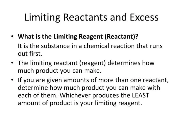 limiting reactants and excess