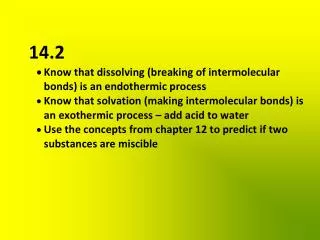 Energetics of the Solution Process