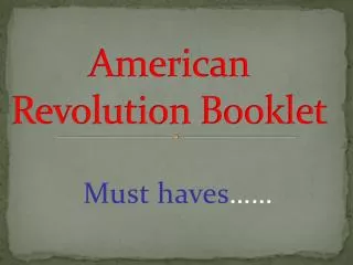 American Revolution Booklet