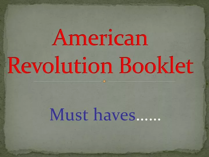 american revolution booklet