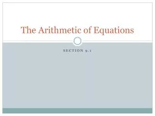 The Arithmetic of Equations