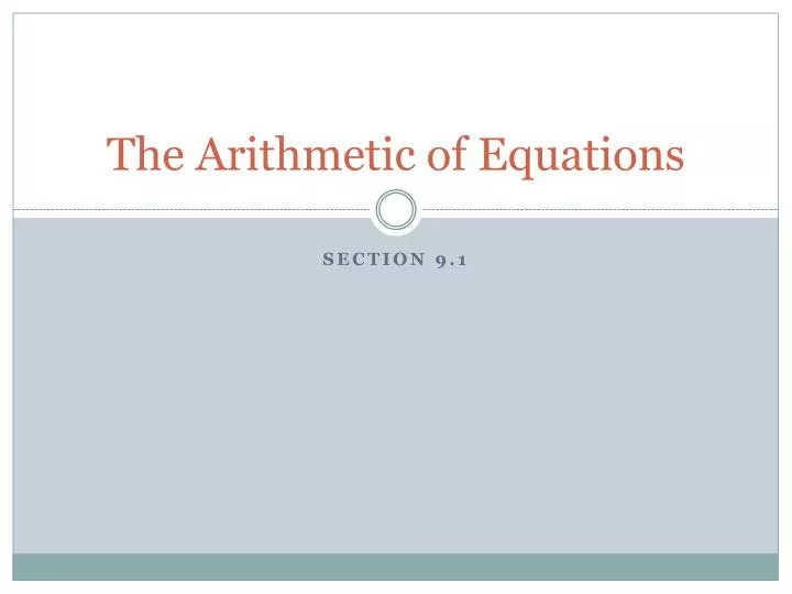 the arithmetic of equations