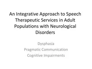 Dysphasia Pragmatic Communication Cognitive Impairments