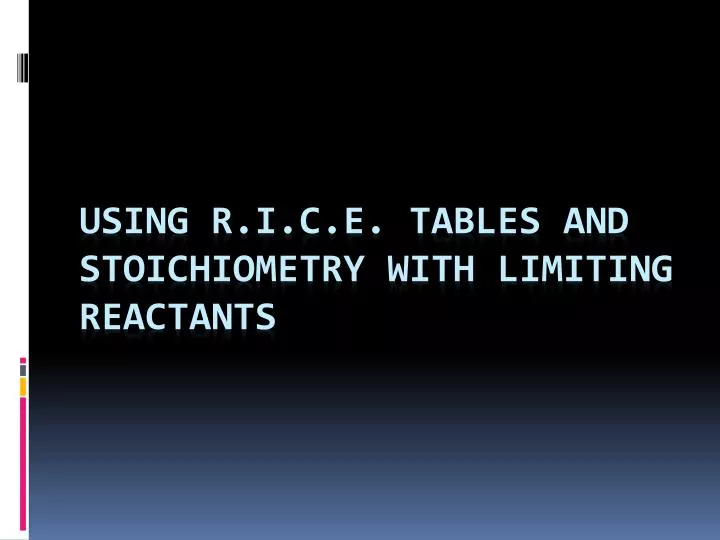 using r i c e tables and stoichiometry with limiting reactants