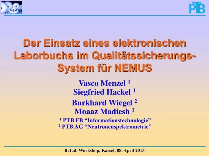 der einsatz eines elektronischen laborbuchs im qualit tssicherungs system f r nemus