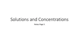 solutions and concentrations