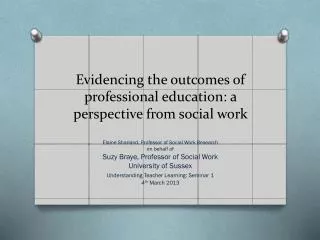 Evidencing the outcomes of professional education : a perspective from social work