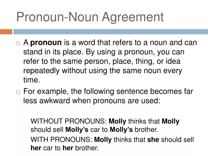 pronoun noun agreement
