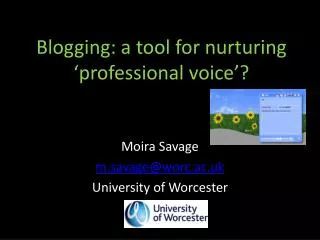 Blogging: a tool for nurturing ‘professional voice’?