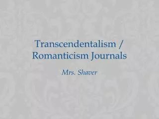 transcendentalism romanticism journals