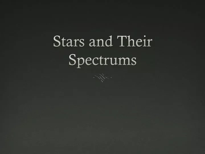stars and their spectrums