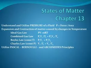 States of Matter Chapter 13