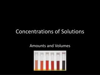 Concentrations of Solutions