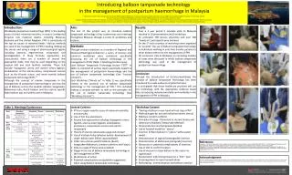 Introducing balloon tamponade technology in the management of postpartum haemorrhage in Malaysia