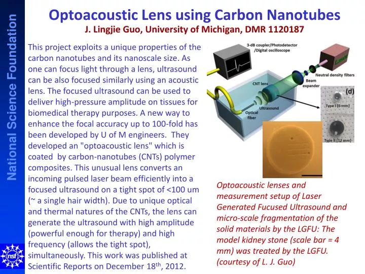 optoacoustic lens using carbon nanotubes j lingjie guo university of michigan dmr 1120187