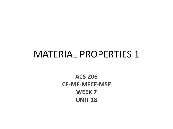 material properties 1